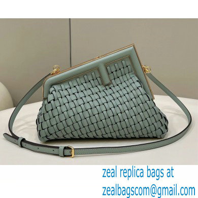 Fendi First Small Blue braided leather bag 2022