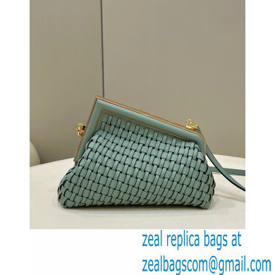 Fendi First Small Blue braided leather bag 2022