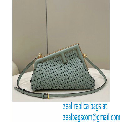 Fendi First Small Blue braided leather bag 2022