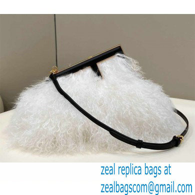 Fendi First Small White mohair wool bag 2022