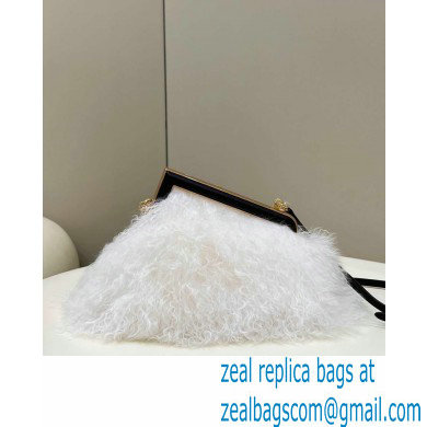 Fendi First Small White mohair wool bag 2022