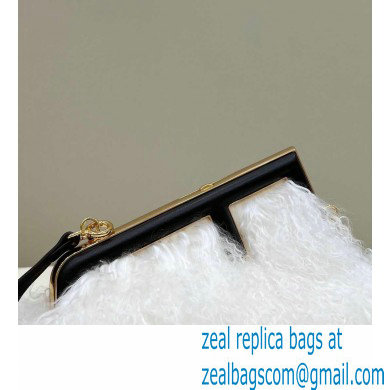 Fendi First Small White mohair wool bag 2022