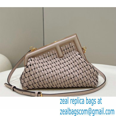 Fendi First Small nude braided leather bag 2022