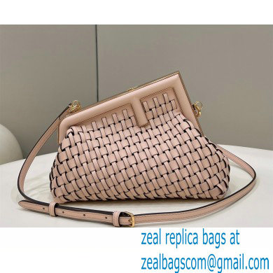 Fendi First Small pink braided leather bag 2022