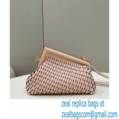 Fendi First Small pink braided leather bag 2022
