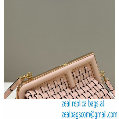 Fendi First Small pink braided leather bag 2022