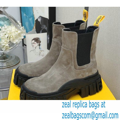 Fendi Force leather Chelsea boots Suede Gray 2022 - Click Image to Close