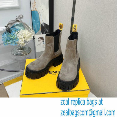 Fendi Force leather Chelsea boots Suede Gray 2022
