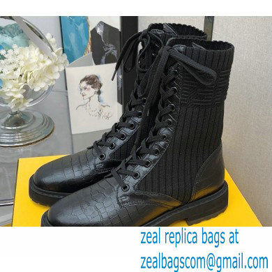 Fendi Heel 3cm Rockoko leather boots with stretch fabric F01