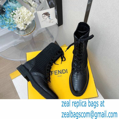 Fendi Heel 3cm Rockoko leather boots with stretch fabric F01