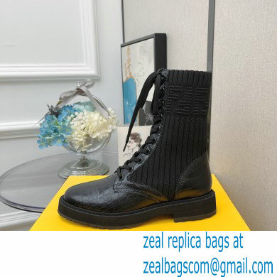 Fendi Heel 3cm Rockoko leather boots with stretch fabric F01