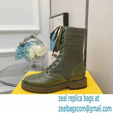Fendi Heel 3cm Rockoko leather boots with stretch fabric F03