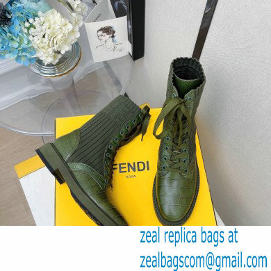 Fendi Heel 3cm Rockoko leather boots with stretch fabric F03