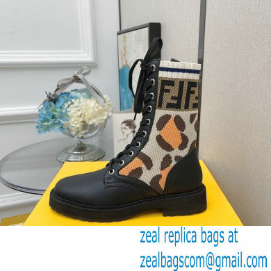 Fendi Heel 3cm Rockoko leather boots with stretch fabric F04