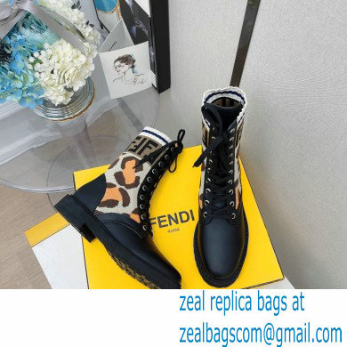 Fendi Heel 3cm Rockoko leather boots with stretch fabric F04