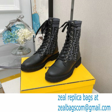 Fendi Heel 3cm Rockoko leather boots with stretch fabric F07
