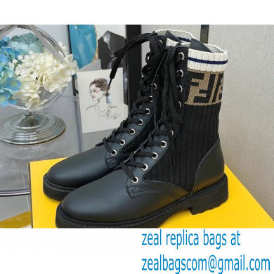 Fendi Heel 3cm Rockoko leather boots with stretch fabric F09