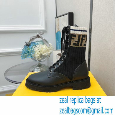 Fendi Heel 3cm Rockoko leather boots with stretch fabric F09