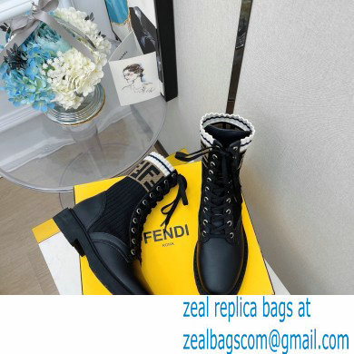 Fendi Heel 3cm Rockoko leather boots with stretch fabric F09