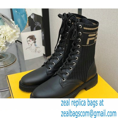 Fendi Heel 3cm Rockoko leather boots with stretch fabric F10