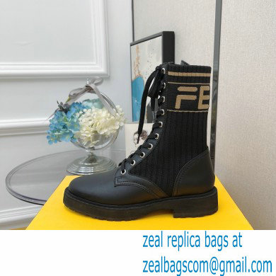 Fendi Heel 3cm Rockoko leather boots with stretch fabric F10 - Click Image to Close