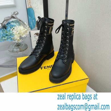 Fendi Heel 3cm Rockoko leather boots with stretch fabric F10