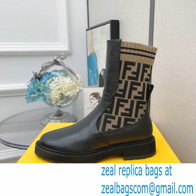 Fendi Heel 3cm Rockoko leather boots with stretch fabric F12