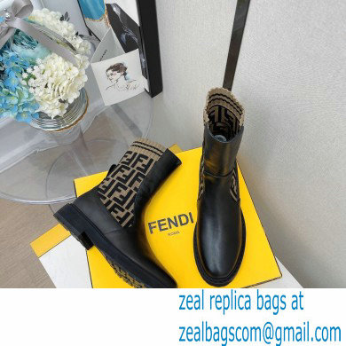 Fendi Heel 3cm Rockoko leather boots with stretch fabric F12