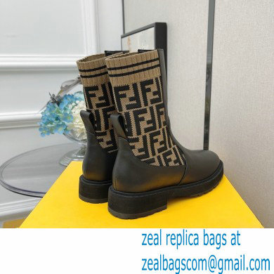 Fendi Heel 3cm Rockoko leather boots with stretch fabric F12