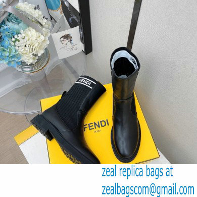 Fendi Heel 3cm Rockoko leather boots with stretch fabric F13