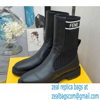 Fendi Heel 3cm Rockoko leather boots with stretch fabric F13