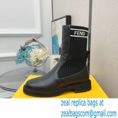 Fendi Heel 3cm Rockoko leather boots with stretch fabric F13