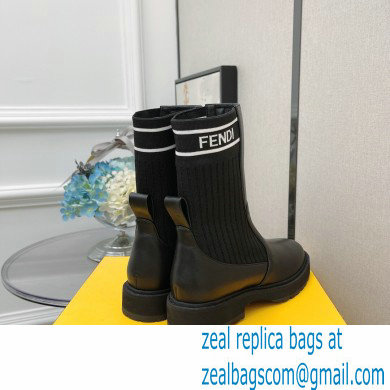 Fendi Heel 3cm Rockoko leather boots with stretch fabric F13