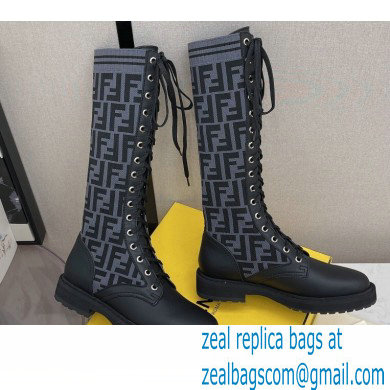 Fendi Heel 3cm Rockoko leather boots with stretch fabric F14 - Click Image to Close