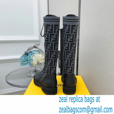Fendi Heel 3cm Rockoko leather boots with stretch fabric F14