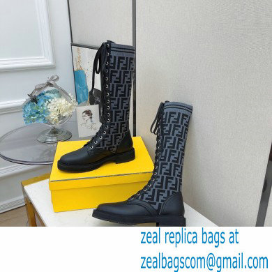 Fendi Heel 3cm Rockoko leather boots with stretch fabric F14