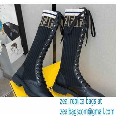 Fendi Heel 3cm Rockoko leather boots with stretch fabric F15 - Click Image to Close