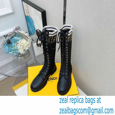 Fendi Heel 3cm Rockoko leather boots with stretch fabric F15