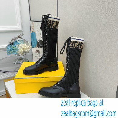 Fendi Heel 3cm Rockoko leather boots with stretch fabric F15 - Click Image to Close