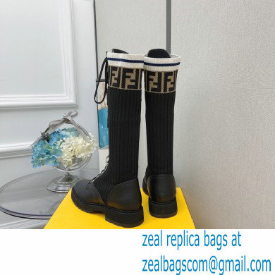 Fendi Heel 3cm Rockoko leather boots with stretch fabric F15 - Click Image to Close