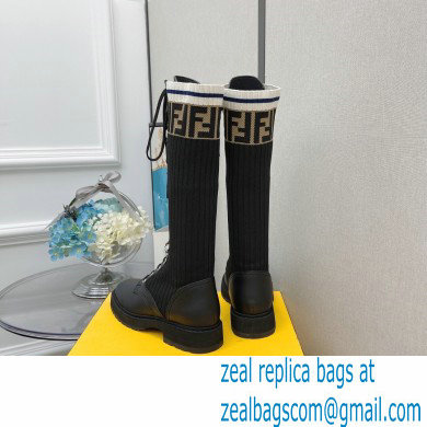 Fendi Heel 3cm Rockoko leather boots with stretch fabric F15