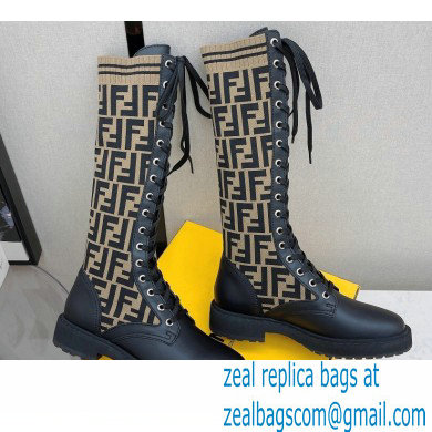 Fendi Heel 3cm Rockoko leather boots with stretch fabric F16 - Click Image to Close