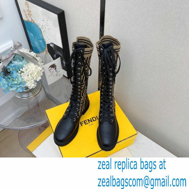 Fendi Heel 3cm Rockoko leather boots with stretch fabric F16