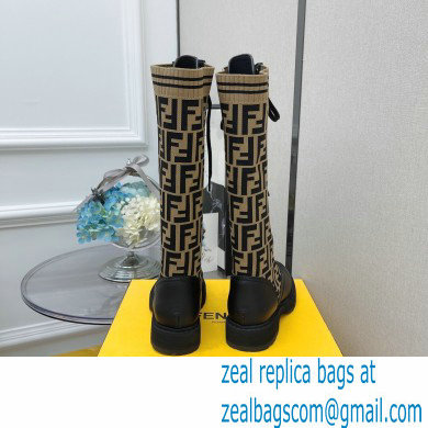 Fendi Heel 3cm Rockoko leather boots with stretch fabric F16