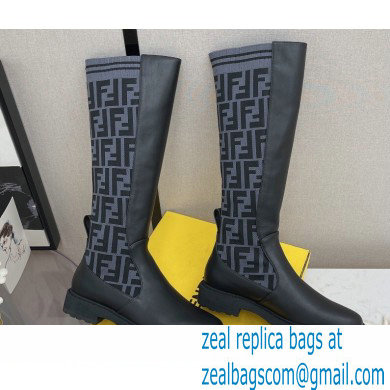 Fendi Heel 3cm Rockoko leather boots with stretch fabric F17 - Click Image to Close