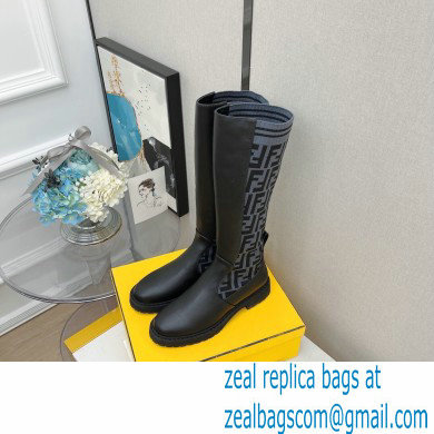 Fendi Heel 3cm Rockoko leather boots with stretch fabric F17
