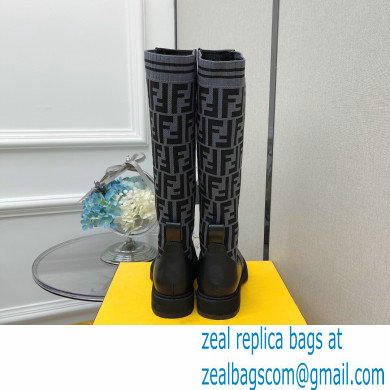 Fendi Heel 3cm Rockoko leather boots with stretch fabric F17