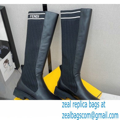 Fendi Heel 3cm Rockoko leather boots with stretch fabric F18