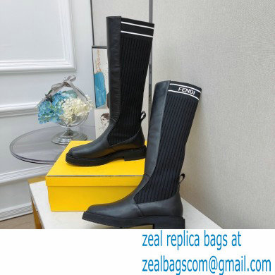 Fendi Heel 3cm Rockoko leather boots with stretch fabric F18