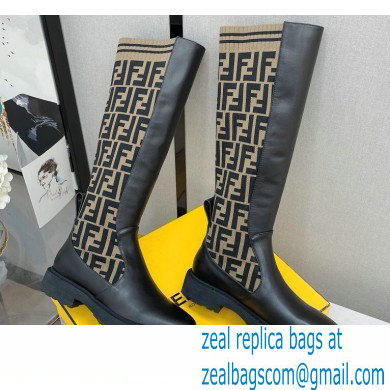 Fendi Heel 3cm Rockoko leather boots with stretch fabric F19